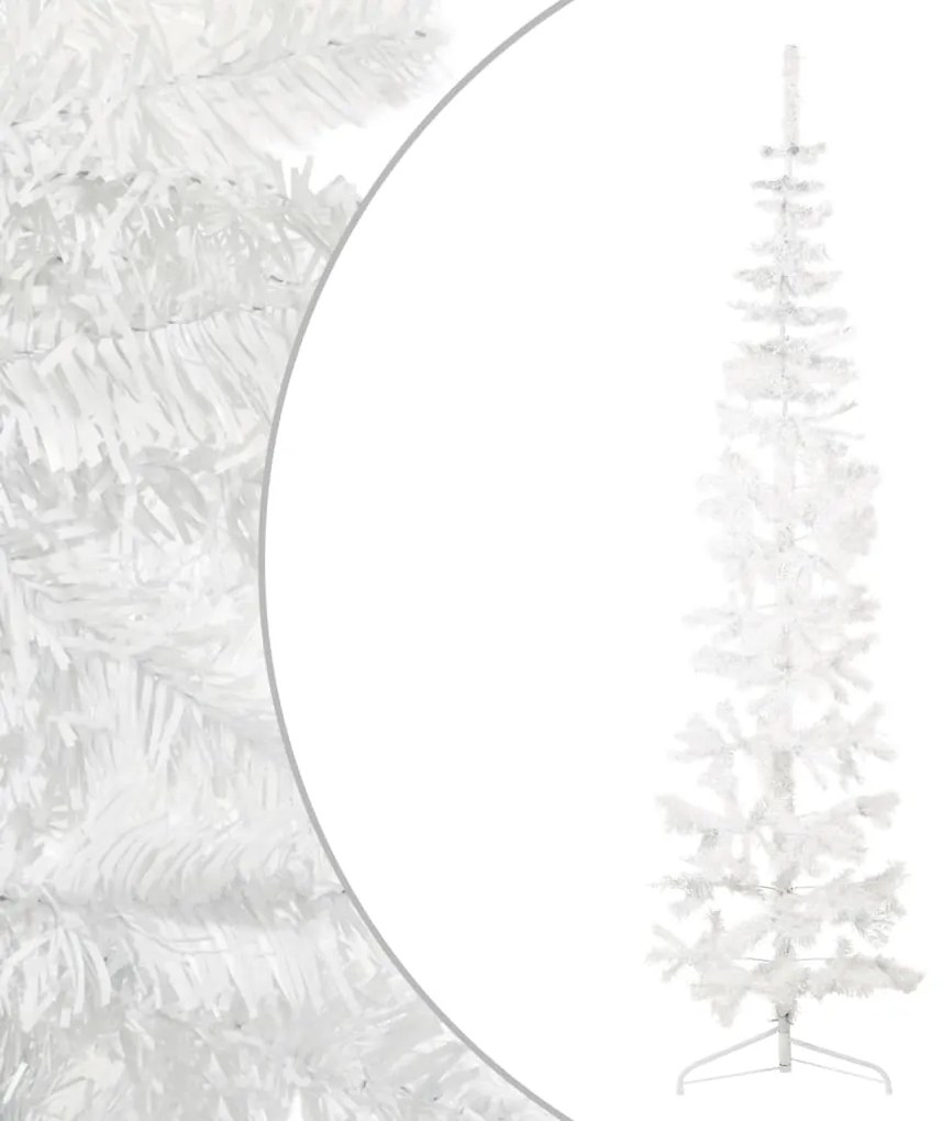 Albero Natale Artificiale Sottile a Metà Supporto Bianco, 240 cm