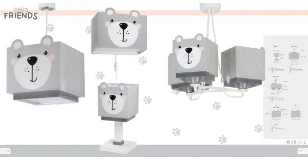 Dalber 64572 - Lampadario per bambini LITTLE TEDDY 1xE27/60W/230V