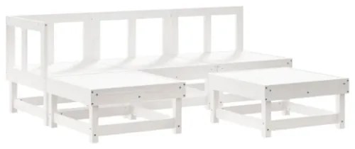 Set Salotto da Giardino 5 pz Bianco in Legno Massello di Pino