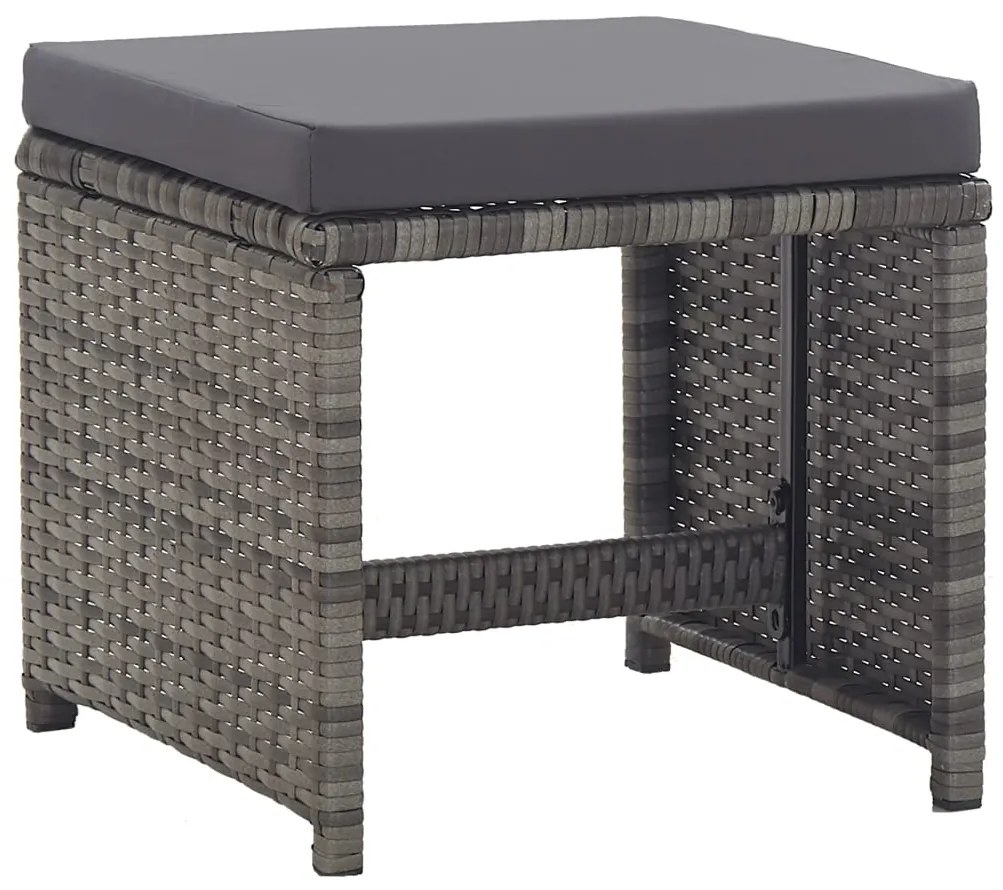 Set da Pranzo per Esterni 17 pz con Cuscini Polyrattan Grigio