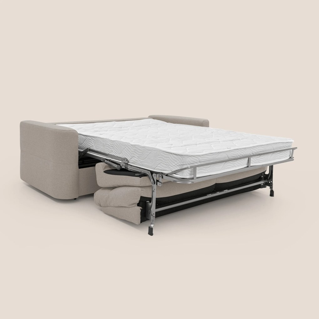 Cupido Divano letto materasso H18 cm e schienale alto in tessuto impermeabile simil cotone T13 panna