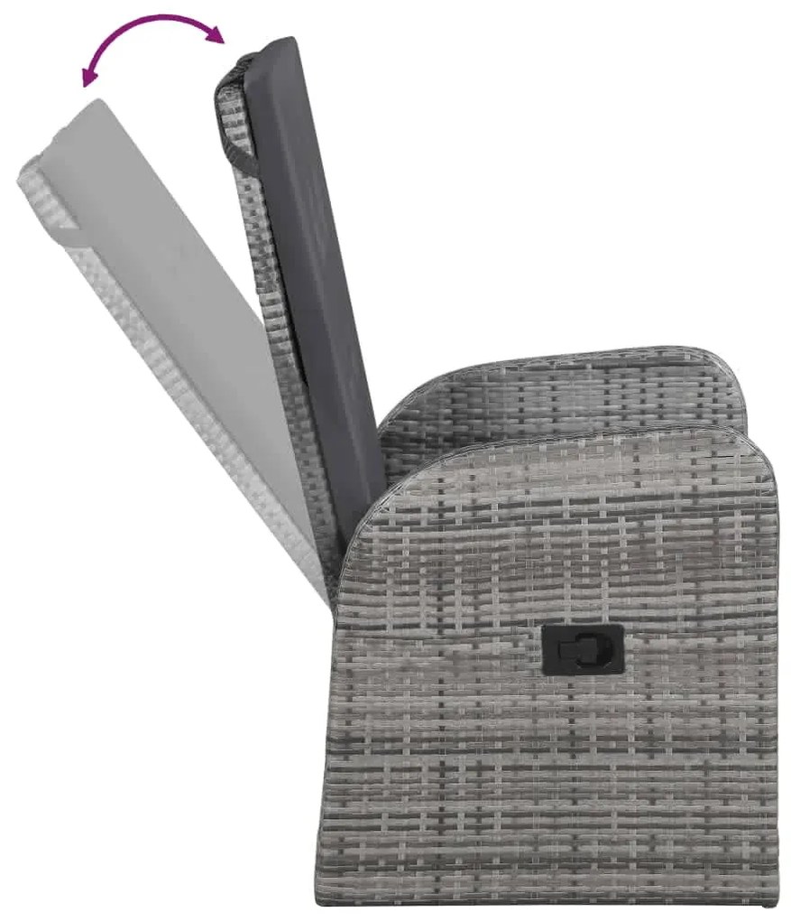 Set mobili da pranzo per giardino 9 pz con cuscini grigio