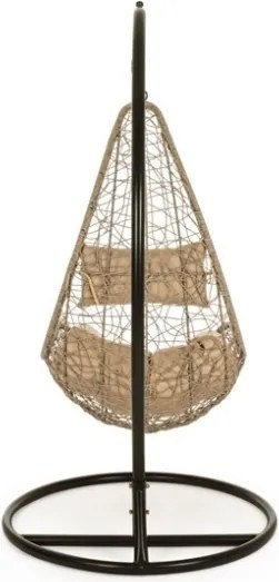 Poltrona sospesa legno naturale con cuscini e struttura in ferro Amirantes Bizzotto