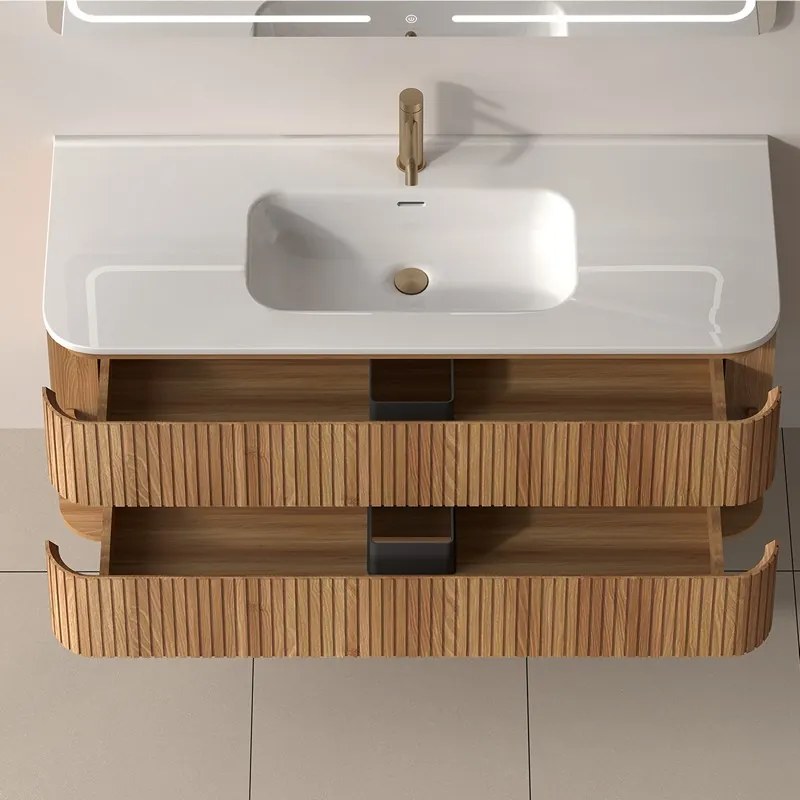 Mobile bagno cannettato 120 cm con lavabo in ceramica | KAM-NORTH-120C - KAMALU