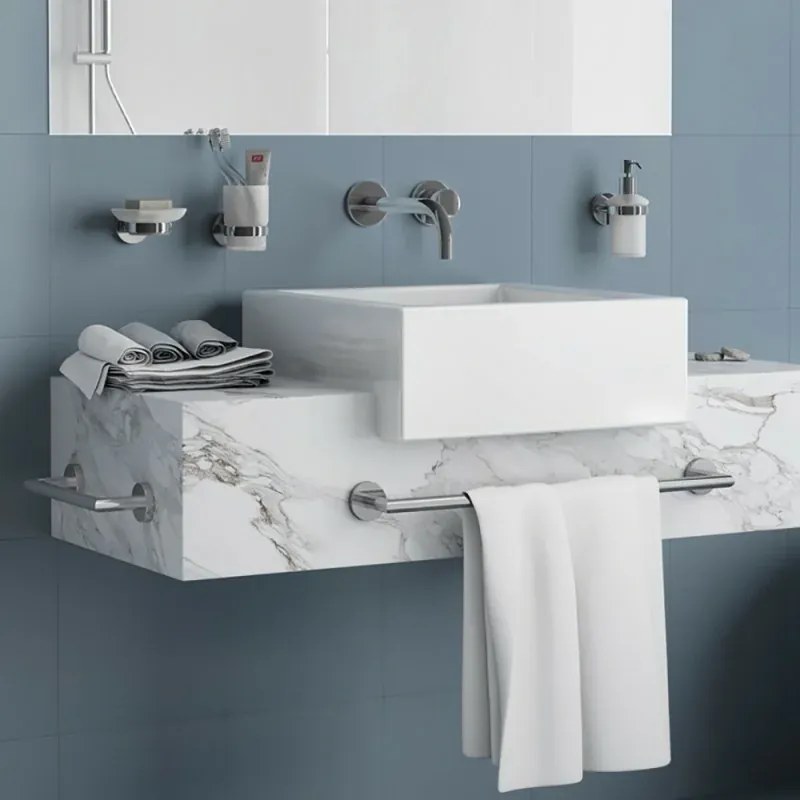Portarotolo coperto da muro Gedy serie Project in acciaio inox lucido