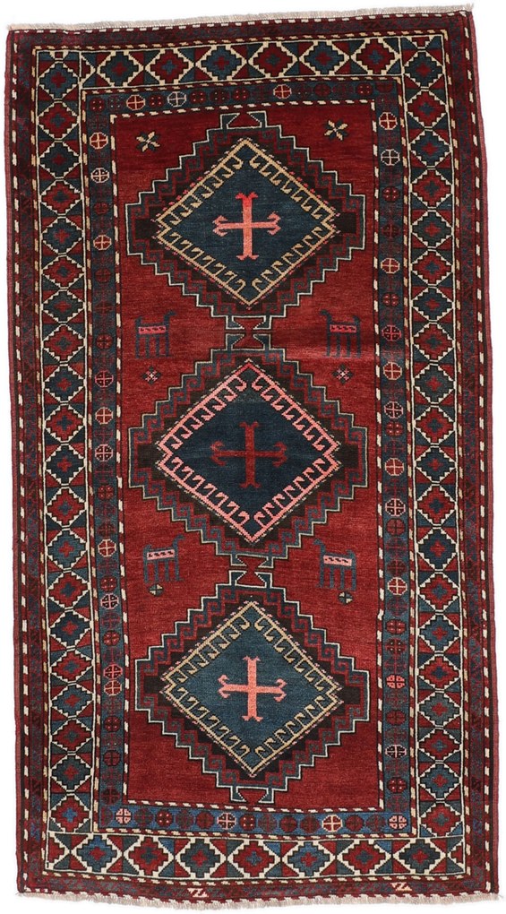Kazak Tappeto 210x110 (Iran) Annodato A Mano