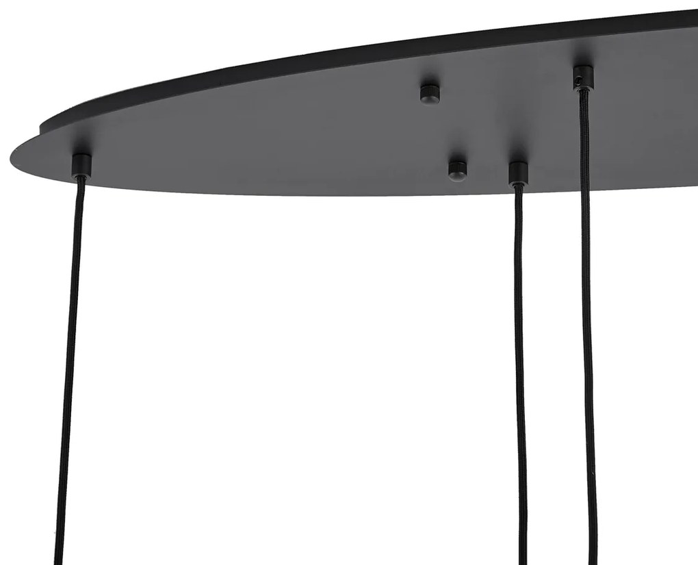 Lampada a sospensione moderna nera con vetro bianco rettangolare a 6 luci - Misty