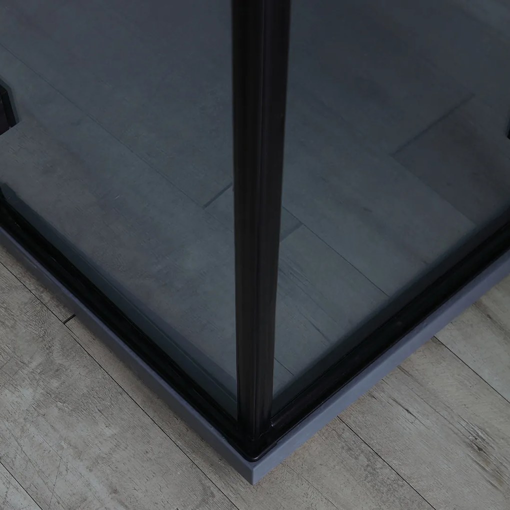 Box Doccia 80X100 H190 Porta Battente Nero Opaco Senza Telaio | Lion