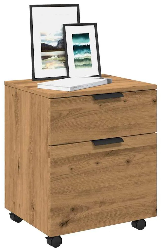 Schedario Con Ruote Rovere 45x38x54 Cm Legno Multistrato /