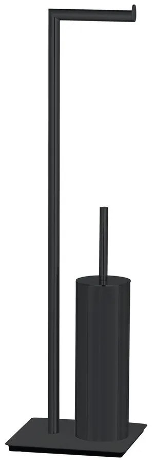 Porta carta igienica in acciaio nero con spazzola Recco - Wenko