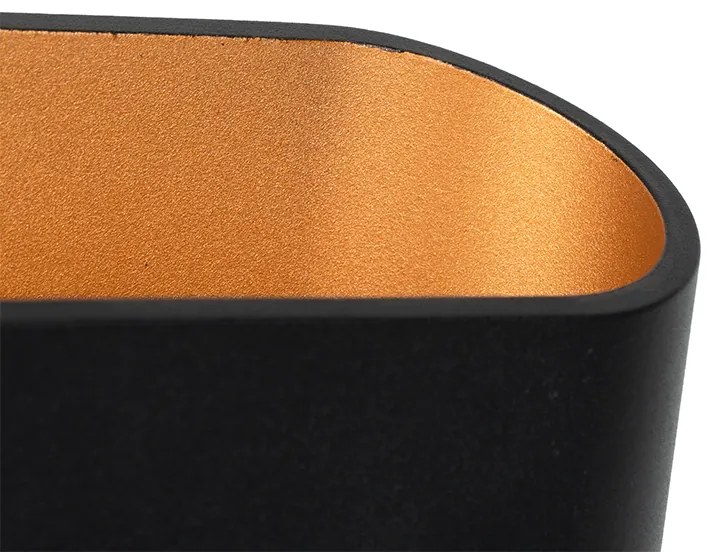 Applique da parete moderna nera con interno dorato ovale - Alone