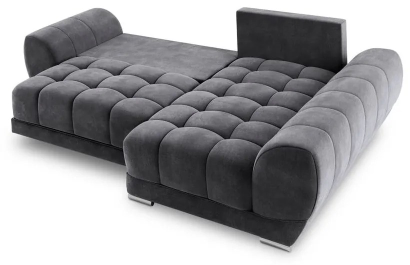 Divano letto angolare grigio scuro con rivestimento in velluto, angolo destro Nuage - Windsor &amp; Co Sofas