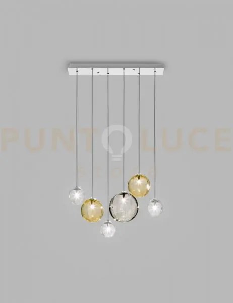 Puppet sospensione l6 multicolore 1 cromo lucido 6 luci attacco g9