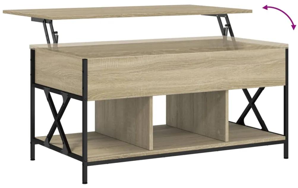 Tavolino Salotto Rovere Sonoma 100x55x50 cm Multistrato Metallo