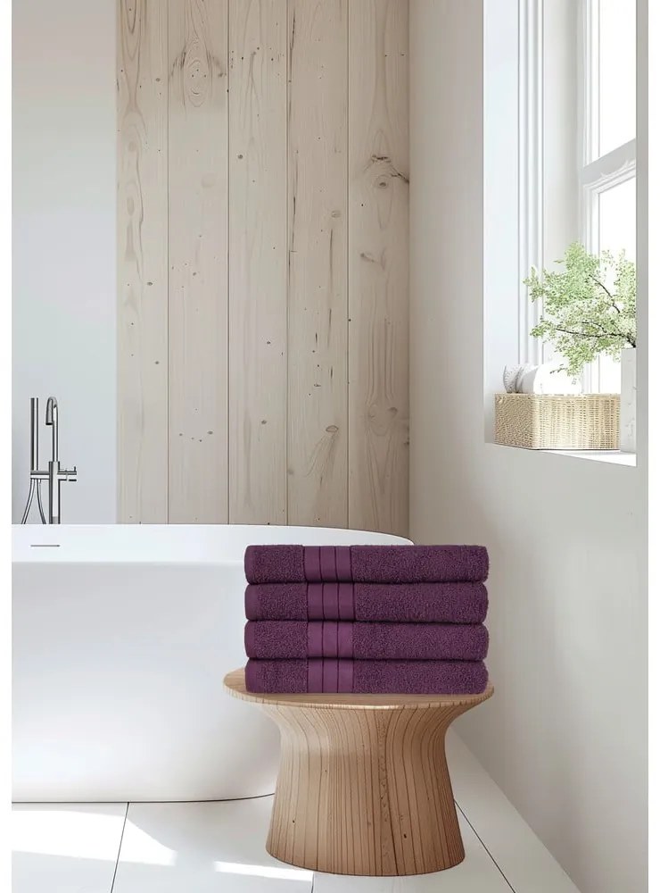 Set di 4 asciugamani in spugna di cotone bordeaux 50x100 cm - Good Morning