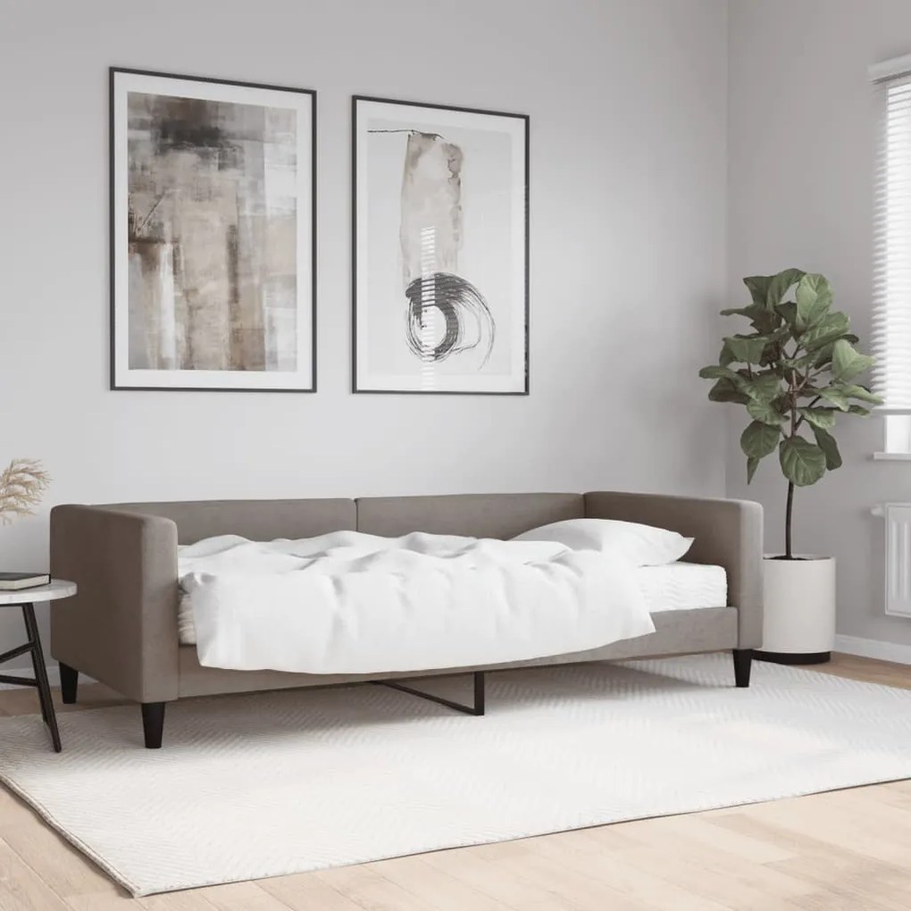 Divano Letto Con Materasso Tortora 90x200 Cm İn Tessuto /