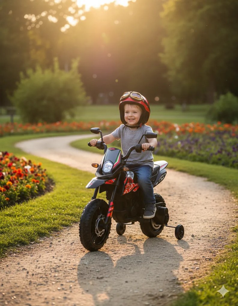 Moto Elettrica per Bambini 12V con Licenza Aprilia RX-125 Motocross Rossa...