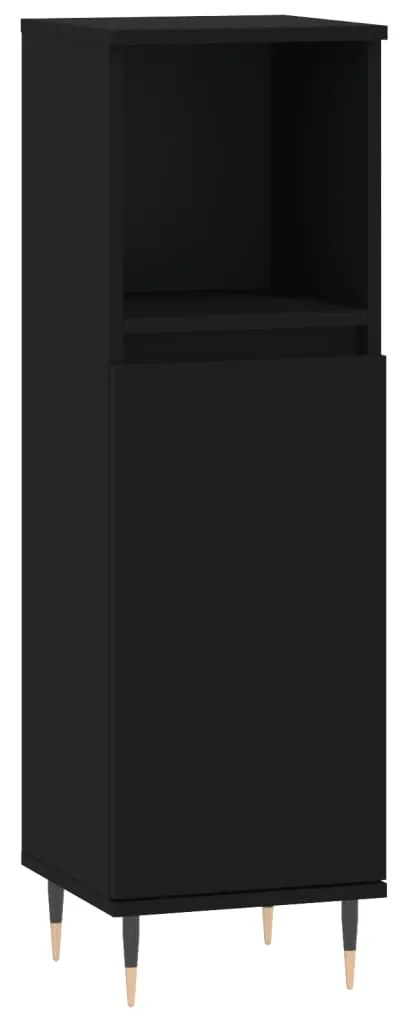 Set di mobili da bagno 3 pz nero in legno multistrato