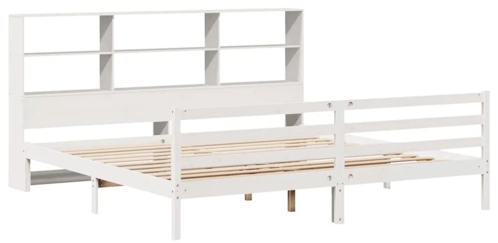 Letto libreria senza materasso bianco 200x200 cm legno di pino