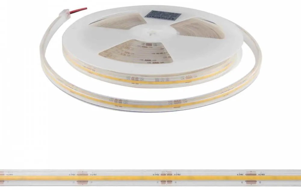 Striscia LED COB - IP65 - 12W/m - 5m - CRI90 - 24V Colore Bianco Freddo 5.700K