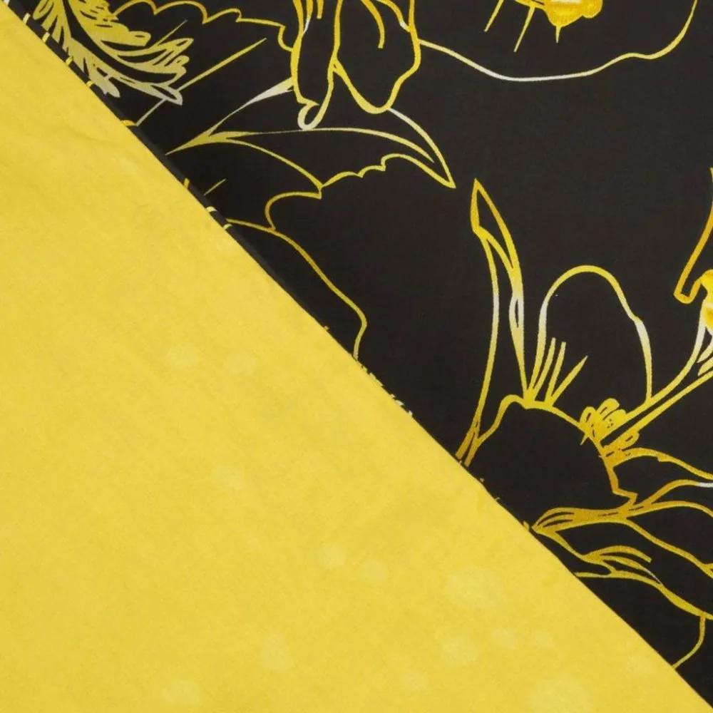 Lenzuola in cotone con motivo floreale giallo 3 parti: 1pz 200x220 + 2pz 70 cmx80
