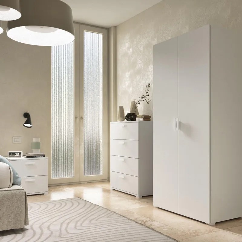Comò 4 cassetti L 70 x P 39 x H 98 cm, bianco