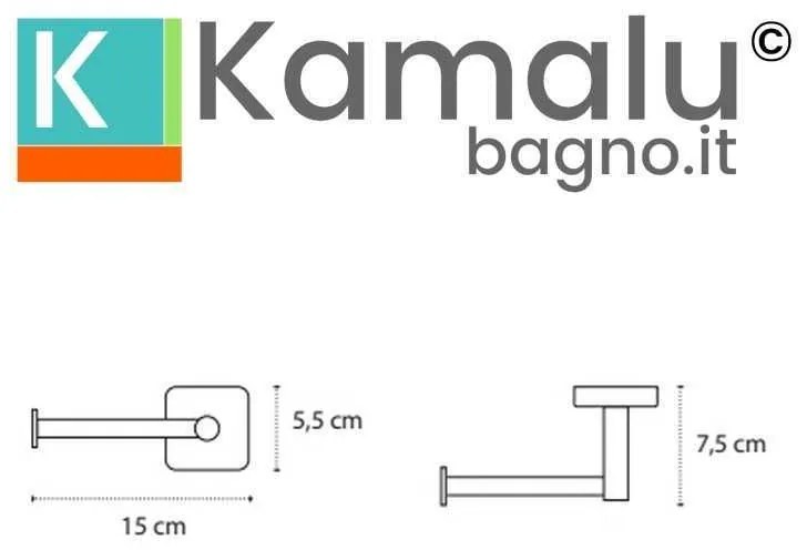 Kamalu - portarotolo singolo con barra laterale a muro in acciaio inox nero opaco | clode-n