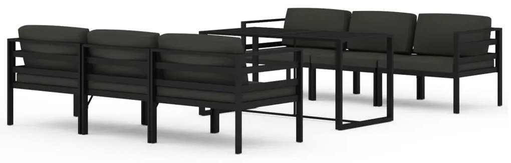 Set divani da giardino 7 pz con cuscini in alluminio antracite