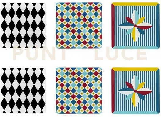 Set 6 pezzi sottobicchiere quadrato disegno foulard