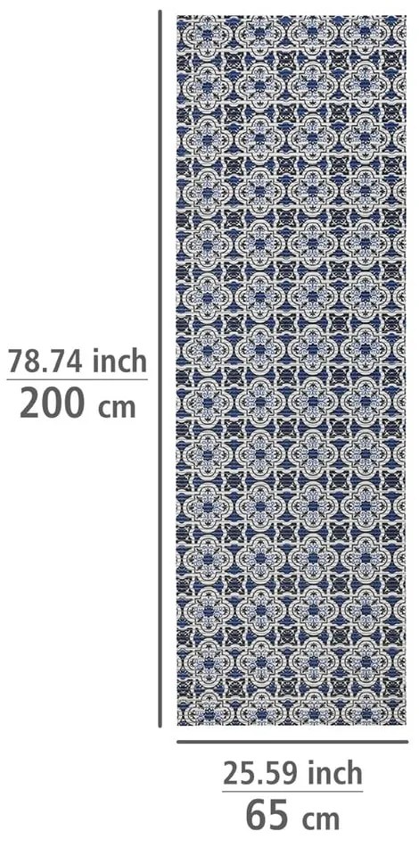 Tappeto da bagno in plastica bianca e blu 65x200 cm Murcia - Wenko