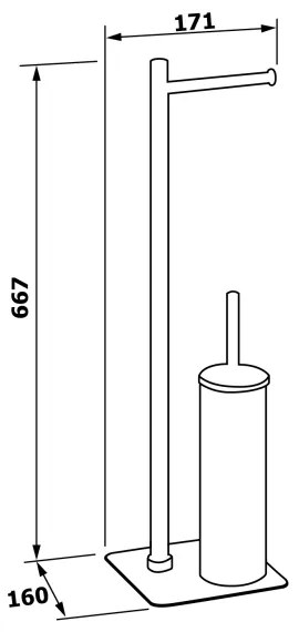Gedy - Scopino WC da terra con portarotolo FLORI cromo lucido