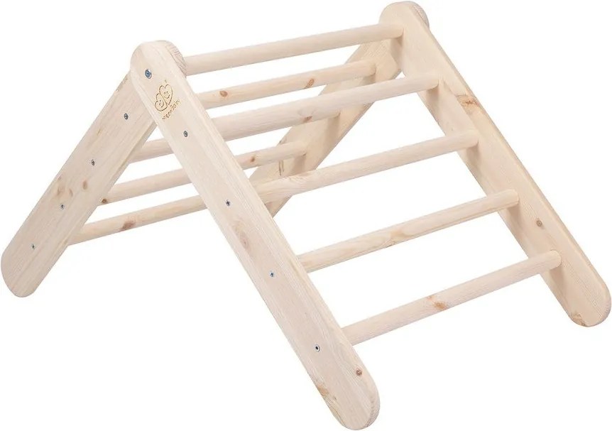 Pikler triangolo montessori di colore naturale in pino massiccio 60x60x60 cm Montessori – Meowbaby