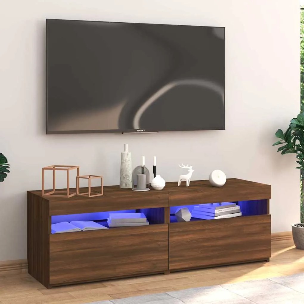 Mobile Porta Tv Con Luci Led Rovere Marrone 120x35x40 Cm /