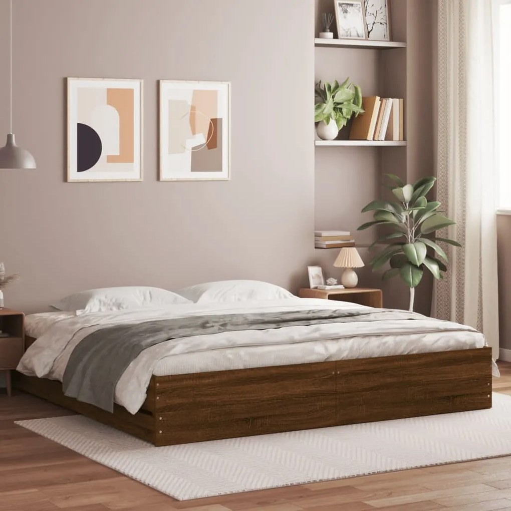 Giroletto Cassetti Rovere Marrone 200x200 Cm Legno Multistrato /