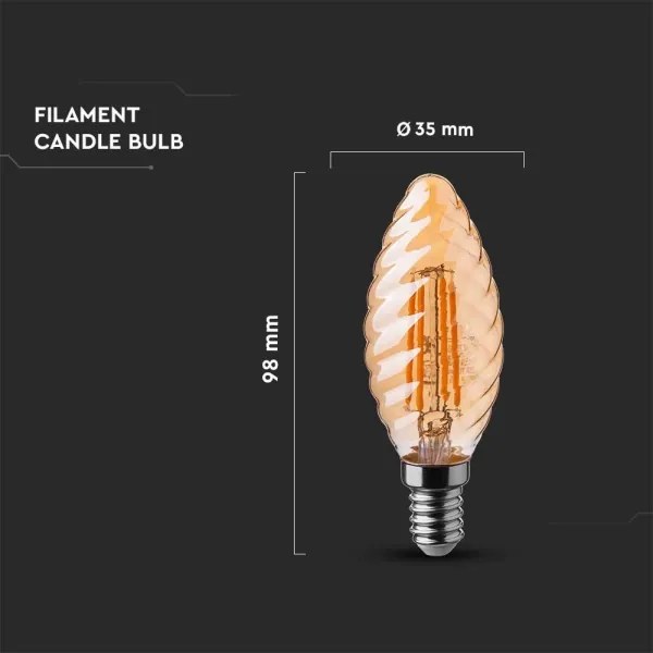 Lampadina LED FILAMENT AMBER E14/4W/230V 2200K