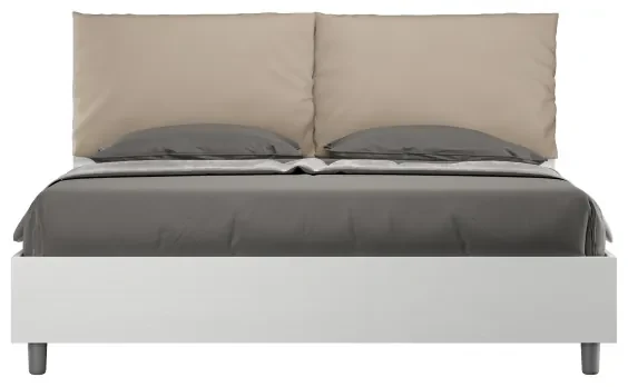 Letto contenitore 160x190 cuscinatura similpelle tortora Egos Antea