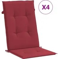 Cuscini per Sedie da Giardino 4 pz Rosso Vino 120x50x3 cm cod mxl 64991