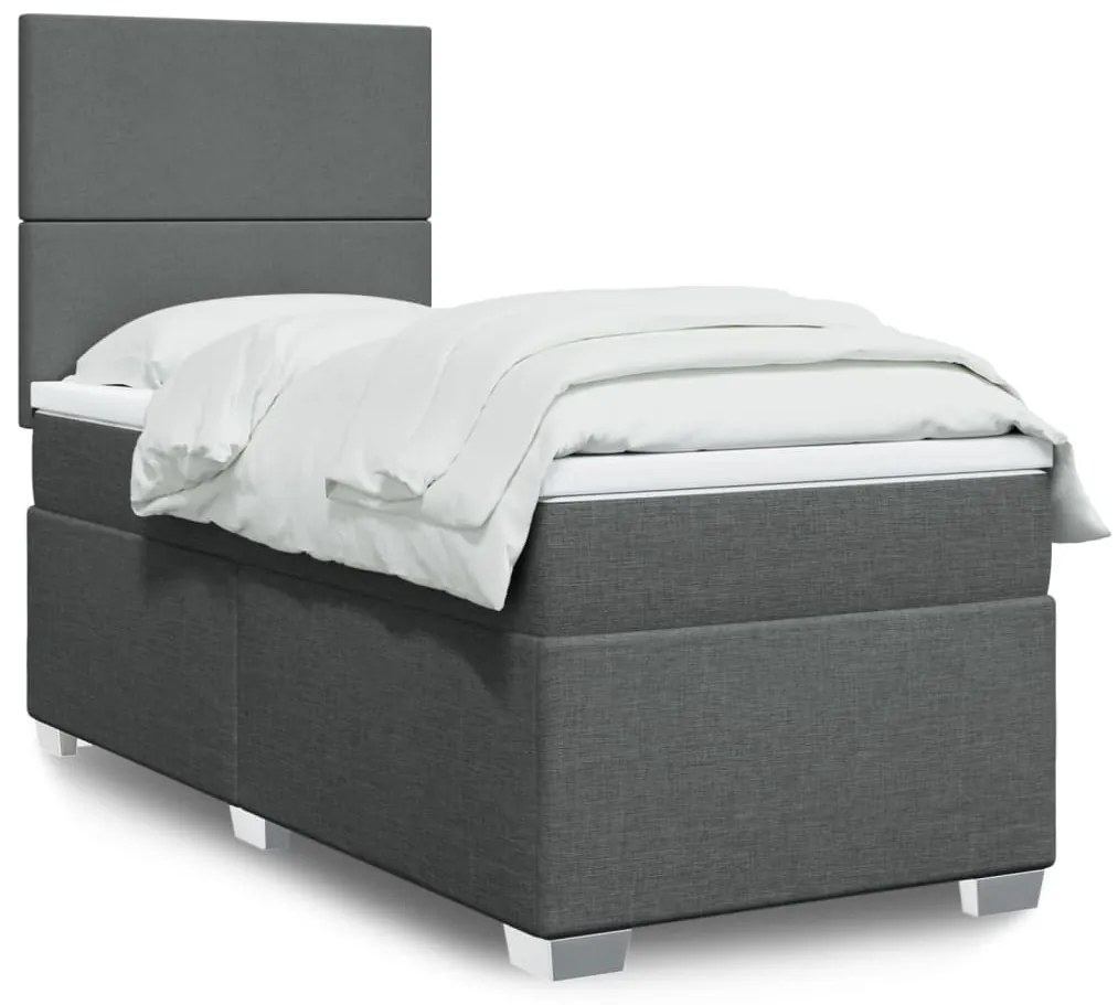 Giroletto A Molle Con Materasso Grigio Scuro 100x200 Cm Tessuto /