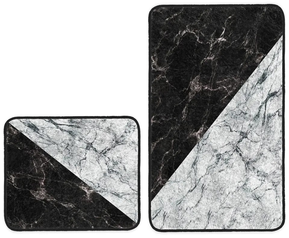 Tappetini da bagno bianchi e neri in set da 2 pezzi 60x100 cm - Mila Home
