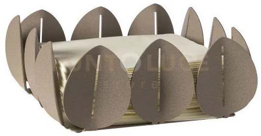 Portatovaglioli di design ficus beige in ferro 21x21x9h cm