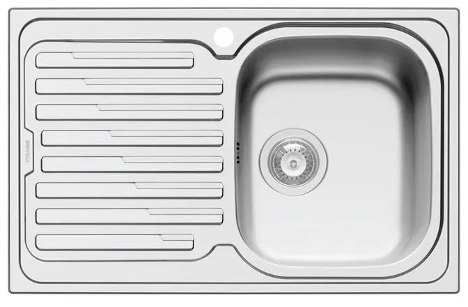 Lavello integrato 1 vasca con gocciolatoio a sinistra DELINIA Amaltia inox L 50 x L 79 cm argento