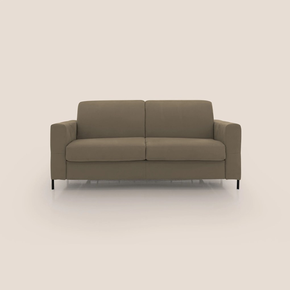 Ortensia divano letto materasso H18 cm con piedi alti in elegante microfibra smacchiabile T11