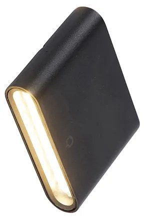 Lampada da parete esterna moderna nera 11,5 cm con LED IP65 - Batt