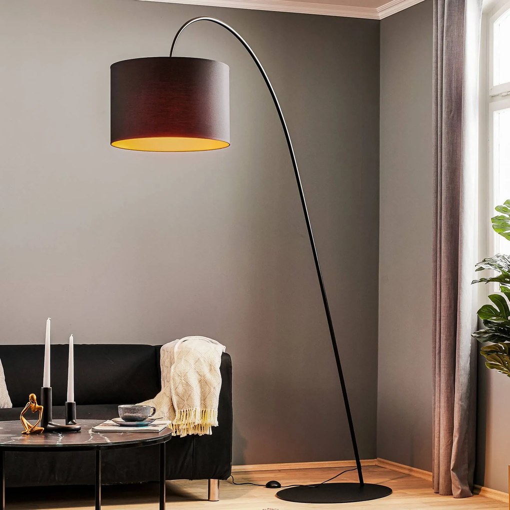 Nowodvorski Lighting Lampada ad arco Alice con paralume nero e oro