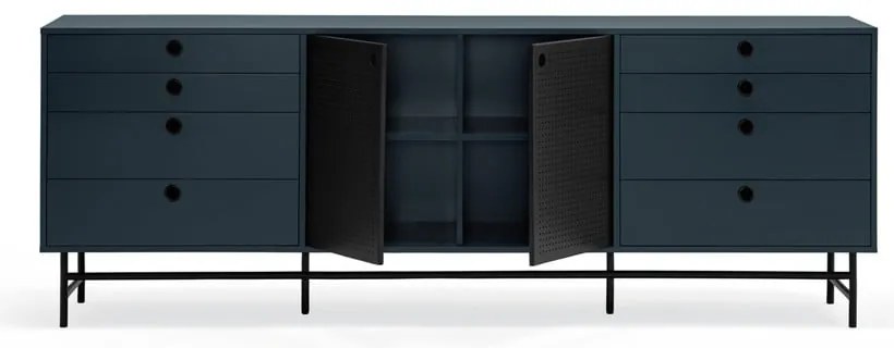 Cassettiera nera e blu, larghezza 212 cm Punto - Teulat