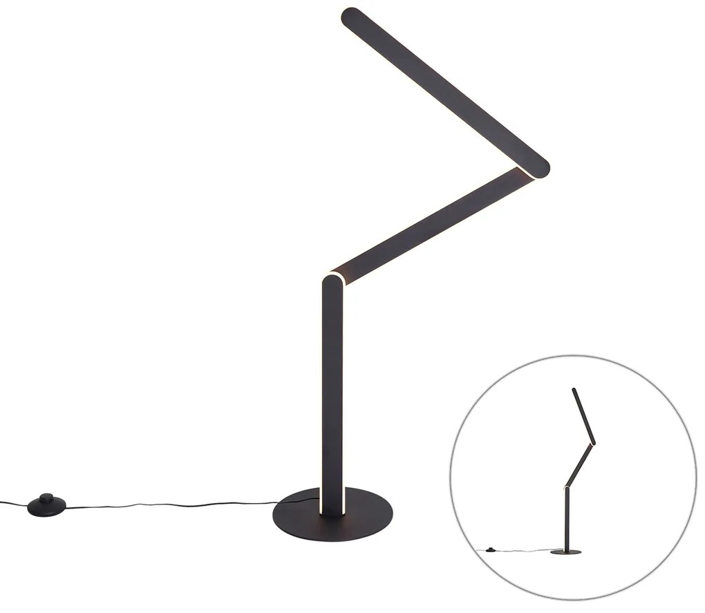 Lampada da terra di design nera con LED dimmerabile a 3 livelli - Gate