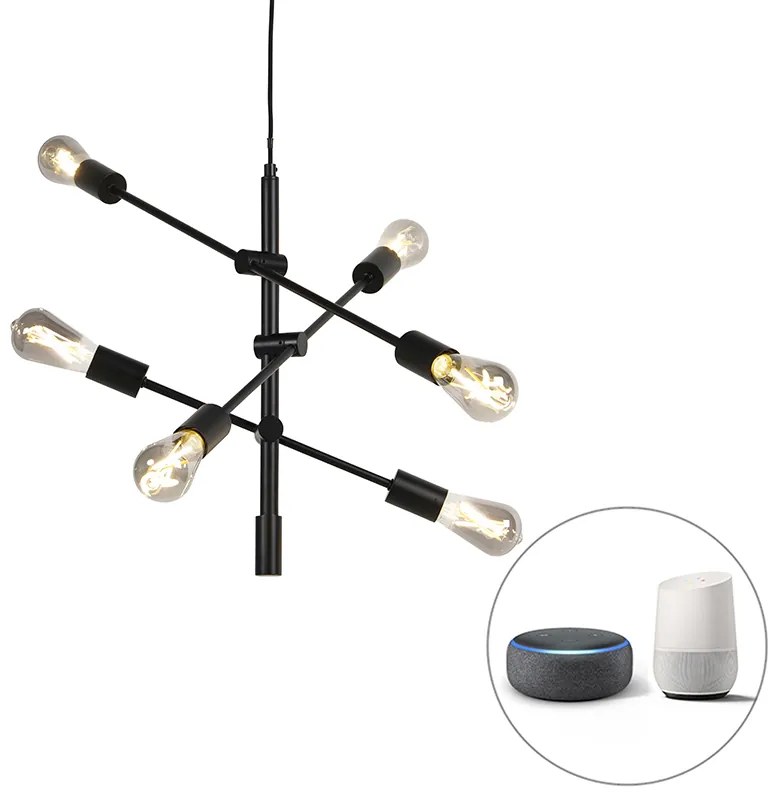 Lampada a sospensione nera 6 lampadine smart - SYDNEY