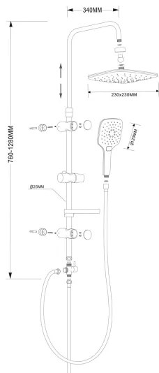 Aqualine - Set da doccia KERA opaco nero