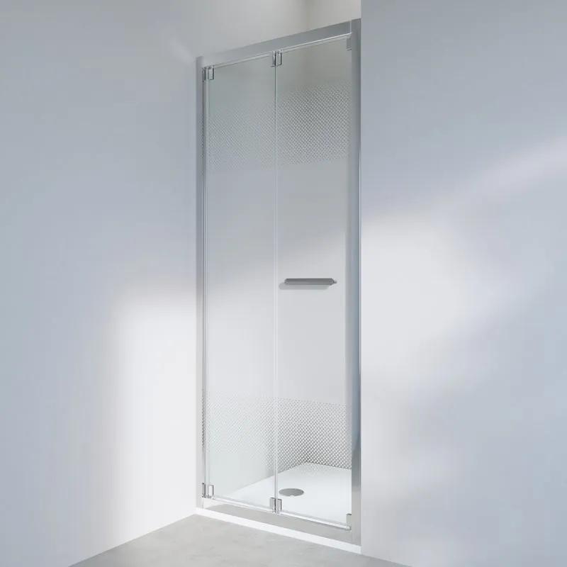 Porta doccia pieghevole Easy  80 cm, H 190 cm in vetro, spessore 6 mm satinato cromato
