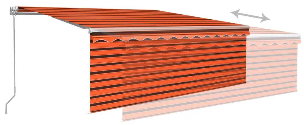 Tenda Sole Retrattile Manuale Parasole LED 4x3m Arancio Marrone